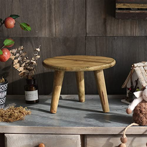 Mini tabouret rond en bois, table de support pour plantes d'intérieur, tabouret décoratif en bois moderne pour pot de fleurs pour extérieur intérieur et maison (L)