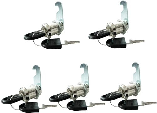 Molyorch 5 Pièces Serrure Batteuse Cylindre Avec 10 Clés, Serrure Batteuse a Came Barillet, Serrure Tiroir Bureau, pour Armoires à Archives, Armoires à Casiers, Armoires à Tiroirs (16mm)