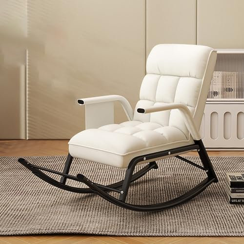 Sessel Schaukelstuhl, Schlafsessel Mit Stahlrahmen, Relaxsessel Mit Wasserdichtem, Stillsessel Kindersessel Für Außenbereich, Garten, Veranda, Hinterhof, Pool, Tragfähigkeit 150kg ( Color : Wit )