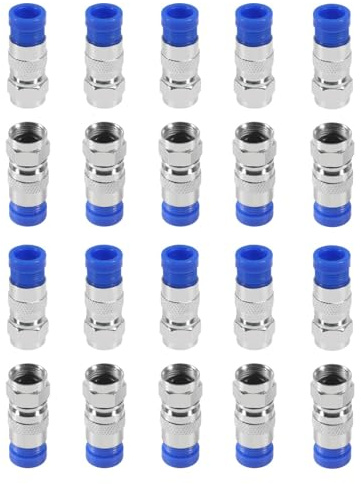 AEDIKO 20 conectores de compresión RG6 RG6 tipo F conector coaxial de compresión (azul)