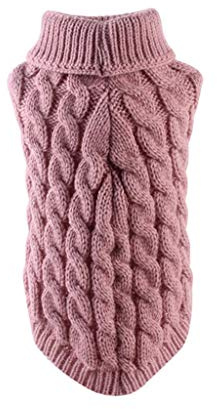 Hundepullover, Winter Warmer Hundepullover Kleine Hunde Rollkragen Strickpullover Hunde Pullover Weich Hundekleidung Hundepulli Hund Kleidung für Kleine Mittelgroße Hunde und Katzen (Hot Pink, L)