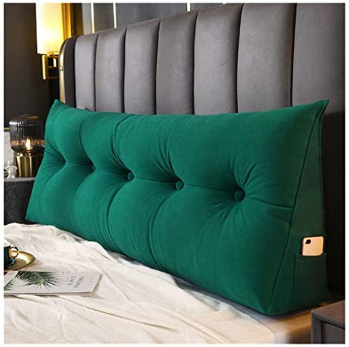 LANAZU Dreieckiges Kopfteilkissen, Nachttischkissen zur Unterstützung der Rückenpositionierung, Lesekissen mit Keilauflage, geeignet für Schlafzimmer, Wohnzimmer (Green 200 * 20 * 50cm)