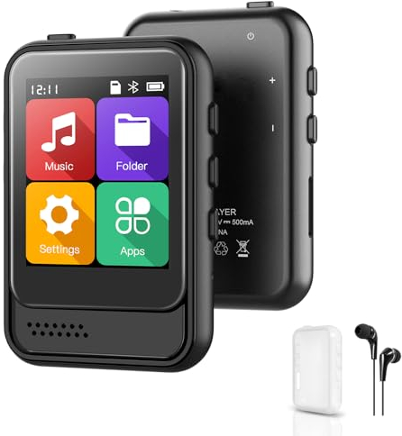 QNGEE Lecteur MP3 Bluetooth, lecteur de musique portable avec mémoire interne de 16 Go, support radio FM, enregistrement vocal, ebook, lecteur MP3 pour enfants