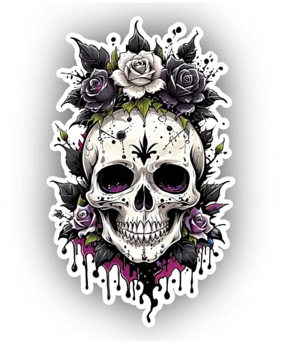 Samunshi® Bunter Gothic Totenkopf Aufkleber Autoaufkleber für Motorrad Fahrrad Roller oder Auto Sticker Fahrrad Mtb Mountainbike Rennrad Comic Cartoon Skull Sticker 6x10cm