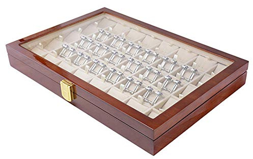 XYYSIR Caja de Almacenamiento para Gemelos y Clip de Corbata para Hombre, Caja para presentación de joyería, Anillo de Madera Pintado a la Moda, colección de Pendientes, 40 Pares
