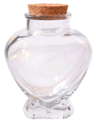 Bottiglia di vetro trasparente a forma di cuore da 75 ml, con tappo in sughero, per messaggi e desideri, per bomboniere, per progetti artistici fai da te, decorazioni per feste