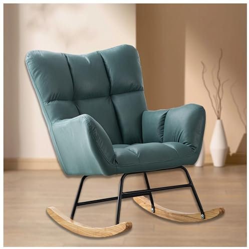 HJXBD888 Stillsessel mit Armlehnen und gepolsterter Schwingsessel Stillstuhl Schaukelstuhl, Belastbarkeit bis 120 kg für Wohnzimmer/Schlafzimmer/Balkon,Green