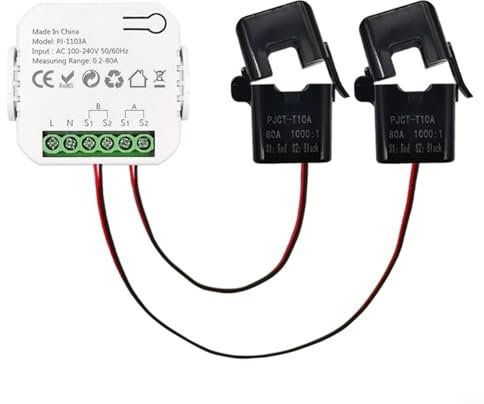 HOHOVYVY 1 Stück Smartmeter Stromzähler Wlan,Für Tuya Smart WiFi Energie Power Spannung Alarm Meter 1/2 Kanal Mit Klemme(White 2CT)