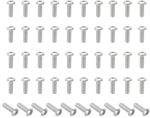 PATIKIL #8-32x1/2 Runde Linsenkopfschrauben mit Innensechskant, 50 Stück 304 Edelstahl 18-8 Rundkopf Sechskantschrauben, Vollgewinde UNF Maschinenschrauben für Möbeleinbau Holzmontage