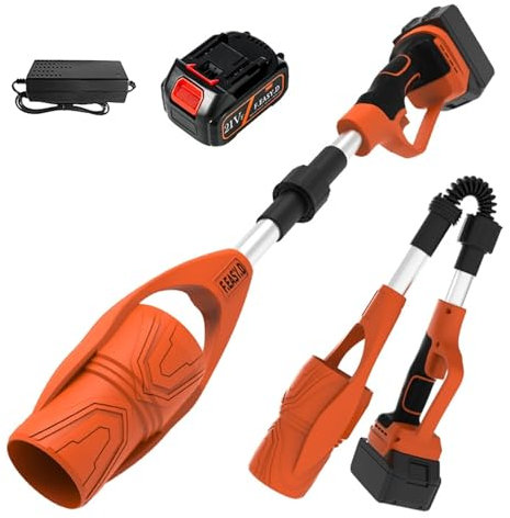 Soffiatore Foglie 21V, Soffiatore di Foglie elettrico con 1 Batteria e caricabatterie, senza fili, per Pulire le Foglie, Soffiare Neve, Rimuovere la Polvere, Trucioli Legno, Pulizia del Cortil
