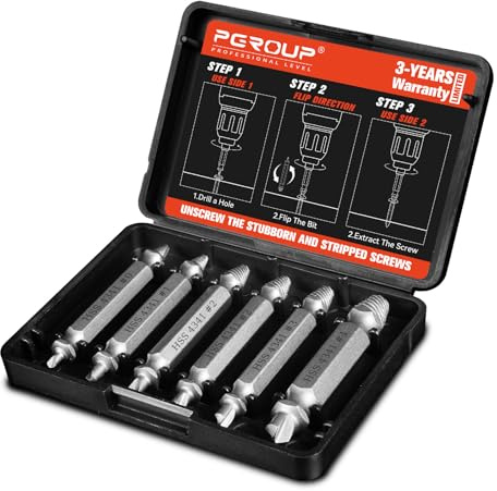 Mr.wintek Lot de 6 extracteurs de vis endommagées, #0 à #4, embouts de perceuse à gauche et extracteurs de cannelure en spirale pour boulons cassés, rayés, rouillés en métal, bois, automobile, cadeaux