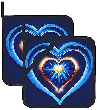 SHuWeiD Presine per cucina con stampa a forma di cuore, colore celeste, tappetino isolato per la rimozione del coperchio, resistente al calore
