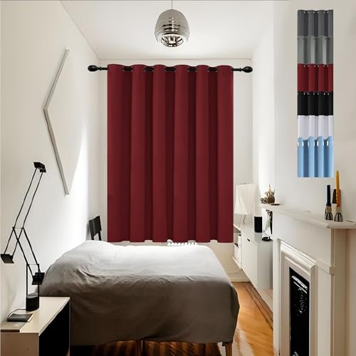 GOUSUN Eyelet Curtains 105 x 125 cm Home Decorative Door Curtain Thermal Insulated Eyelet Curtain Thermal Insulated Material for Bedroom,1 Panels, Red