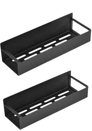 Cozensyson Magnetisches Kühlschrankregal, Kohlenstoffstahl Schwarz, 2 Stück | Mit 4 Aufhängehaken, Magnetisch Haftend an Kühlschrank und Backofen, Küchen Aufbewahrung