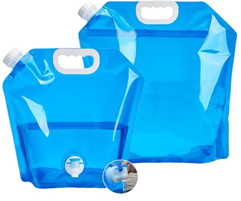 Zoyrin 2 pack Collapsible Water Container 5L +10L Combo – BPA-Free Foldable Water Bag with Tap & Leakproof Design for Camping, Hiking, Travel, BBQ