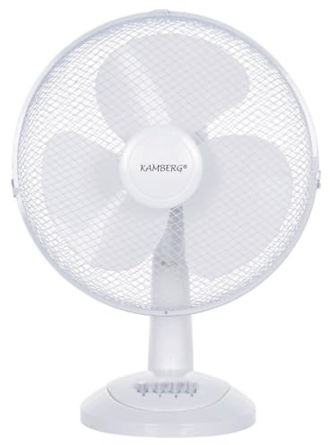 Kamberg - Ventilateur de table Ø30 cm - 40 Watts - 3 Vitesses - Oscillation - 0008288 - Blanc