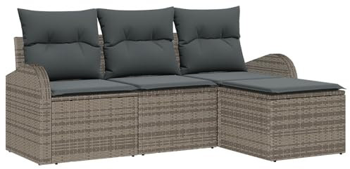 vidaXL Trädgårdsoffset Grå konstrotting, Trädgård och terrass, modern modulär design, UV-resistenta material, lätt utomhus lounge-set, stiliga sittplatser