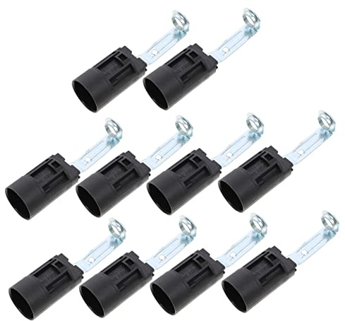 Douille Bougie Lustre E14 Lot de 10, Support à Vis Noir | Plastique, Alliage de Zinc et Cuivre, Usage Chambre et Applique Murale, Installation Simple