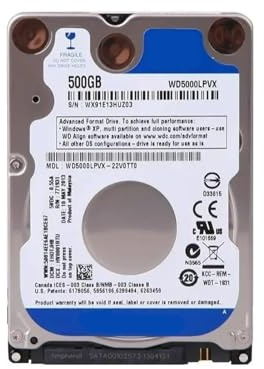 JXCHSWOU Kit de Disco Duro mecánico for portátil WD5000LPVX 500G, Disco Azul SATA3 de 7 mm y 2,5 Pulgadas