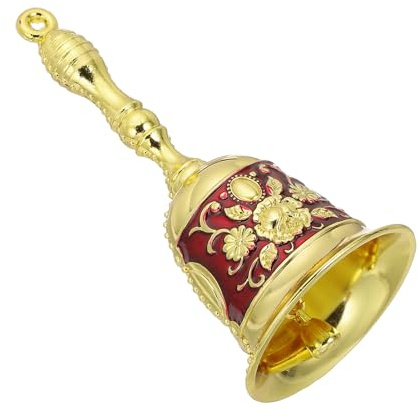 sourcing map Campanello a mano forte, 5,5 cm, per servizio di cena nuziale, campane in lega vintage, per ristorante, comodino, meditazione, colore rosso dorato