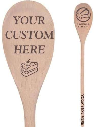 1-50 Pcs Custom Engraved Wooden Spoon, Personalised Mixing Beechwood Baking Cooking Spoon, Utensil Gift for Mom Birthday Housewarming Bridal Shower Anniversary Wedding Party Favor Business Event