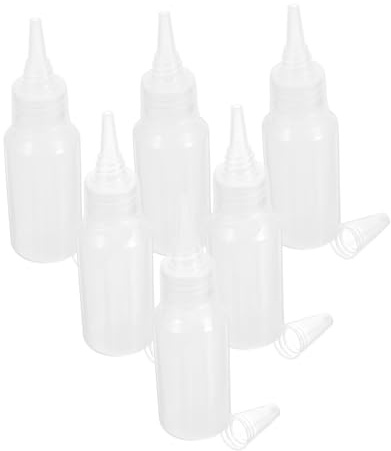TEHAUX 6 Pezzi Bottiglie Mini Liquido in Plastica Trasparente Spessa con Beccuccio Fine per Dosaggio Preciso Colla DIY e Uso Industriale Portatile per Casa e Laboratorio