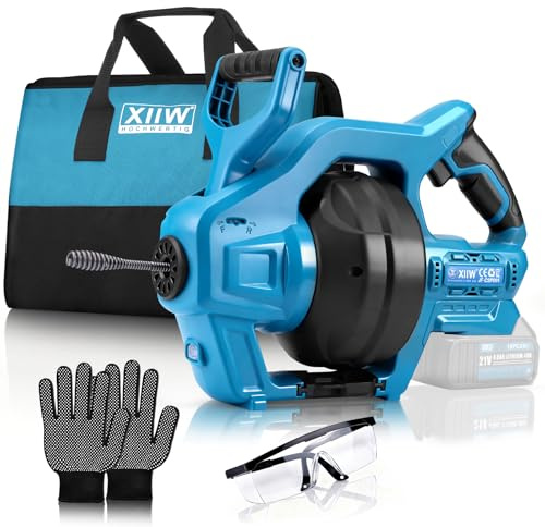Akku-Rohrreinigungsspirale Automatik [7,6m] Kompatibel mit Makita 18V Akku, Elektrisch Rohrreinigungsmaschine Abflussreiniger f. 19-85mm, Rohrreiniger Abfluss Spirale f. Küche Bad Toilette, 650U/m