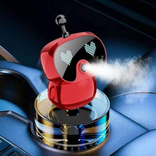 4 colors available Smart Robot Intelligent Aromatherapy Machine - Auto Air Freshener, Fillable 4-Gear Diffuser with Vibration Sensor, Large Capacity for Car Vent & Home Decor (Red)