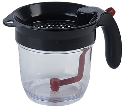Fat & Grease Separator with Fine Mesh Filter and oil Sauce Separator Strainer with a bottom drain valve. Sauce separator strainer for healthier cooking. 33Oz or 0.975 Lt