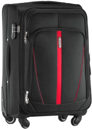 Diamond Mittelgroßer Weichschalenkoffer M 24 – Schwarz, Codura 1200D, 360° Rollen, Zahlenschloss, Erweiterbar, 60–72 L, Leicht & Robust
