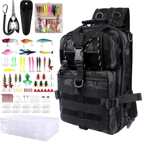 NewBEP 139 Pezzi Zaino Da Pesca Con Accessori Borsa Per Attrezzatura Kit Di Attrezzi Da Pesca Pinze Per Pesci Set Di Attrezzatura Da Pesca In Acqua Salata Nero