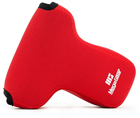 MegaGear Olympus OM-D E-M5 Mark II 12-40 mm Ultraleichte Kameratasche aus Neopren mit Karabiner Haken rot