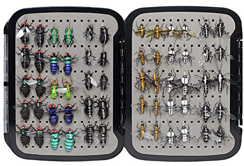 YZD Fliegenfischen Fliegen Collection 69/38 Realistische trocken Nymphe Luftschlangen Sortiment mit Fliegenbox Köder Kits für Forellen, Barsch, Hecht, Lachs, Ultimate Realistic FlySelection 60 Pcs