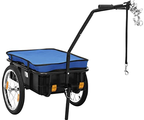 vidaXL Fahrradanhänger Handwagen Lastenanhänger Rad Anhänger Transportanhänger Radanhänger Gepäckwagen Transportkarre 155x60x83cm Blau Stahl