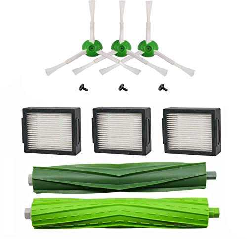 MaxDirect Zubehör-Set Kompatibel mit iRobot Roomba i7 i7+ E5 E6 E7 – Set mit Seitenbürsten, Rollen und Hepa-Filtern