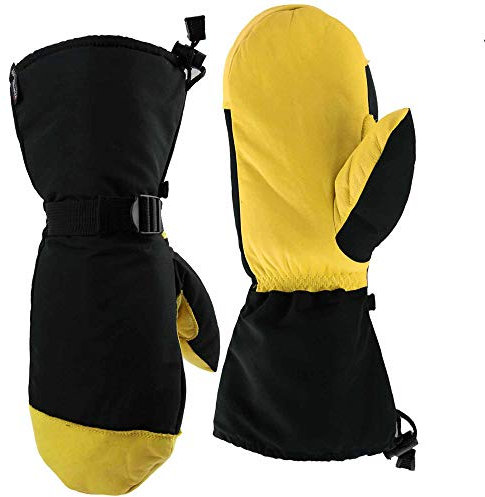 EUYIMOMO gartenhandschuhe,Winter Rindsleder Lange warme Skihandschuhe, kalte und wasserdichte Winddichte Handschuhe-Abalone gelb XXL