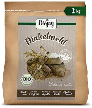 Biojoy Harina de espelta BIO integral, para pan y pasteles, 2 kg | De Bulgaria, natural, Triticum spelta L.