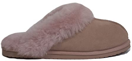 Reissner Lammfelle | Chaussons de maison ange Nadine | Pantoufle | Daim | Doublure intérieure en véritable laine mérinos d'agneau | avec couronne en fourrure |, rosé, 39 EU