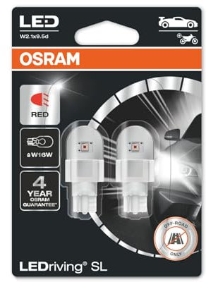 OSRAM Ledriving Rosso, Lampade Di Segnalazione A Led, Solo Fuoristrada, Non Omologati Ece, Doppio Blister, Rosso