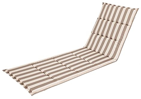 PillowPrim Sitzkissen für Sonnenliege - Stuhlkissen - Für Gartenliege, Terrassen und Balkonliebhaber - Komfort im Freien - Beige mit Streifen, 185x56x4 cm