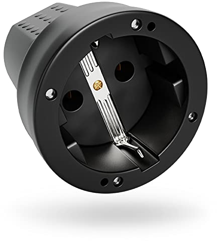 greate Presa volante schuko IP44 da esterno con protezione antipiega e impermeabile - Presa femmina 16a in gomma 230V con scarico della trazione, 2 poli e 3,7kW - Presa schuko con contatto di terra