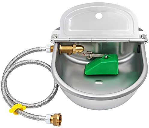 MUDUOBAN Automatic Water Dispenser for Dog Chicken Waterer Outdoor Dog Water Bowl Dispenser 304 Stainless Steel Feeder for Pets,Include Water Pipe and 3/4 Faucet
