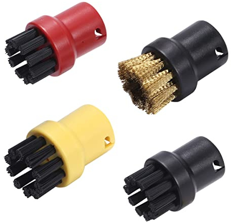 POFET 4PCS Nylon + Brass Wire Brush Tool Nozzles Steam Cleaning Brush for Kärcher SC1 SC2 CTK10 SC3 SC4 SC5 SC7 Steam Cleaners