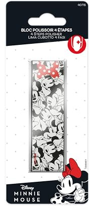 DISNEY Mickey & Minnie - Bloc polissoir à ongles MINNIE MOUSE - 4 faces - 4 grains - Idéal pour beauté des mains et manucure - Polissage Ponçage Brillance - Design imprimé Minnie