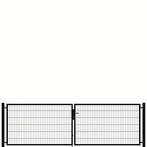 auf-mass24 Doppeltor 4,00m breit Profi Toranlage Doppelstabmattenzaun Zauntor RAL7016 anthrazit Zaun Tor Gartentor (1.23)
