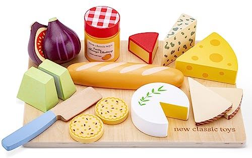 New Classic Toys - Wooden Cheese Board for Kids - Montessori Toys, Play Food, Wooden Play Food, Kids Kitchen Accessories, Wooden Board, Learning Resources - Set of 1, Brown