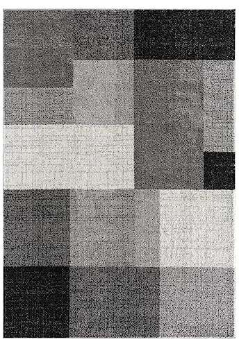 Home4You Maschinenwebteppich - Grau - 200 x 280 cm - Polypropylen - mit Karomuster