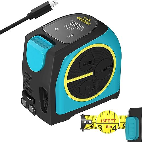 SYUFRE Ruban À Mesurer Laser Précis 40 M, Télémètre Laser À Batterie 380 Mah avec Affichage Numérique LCD Mesure de Distance 20 Ensembles de Stockage de Données pour la Zone, Le Volume