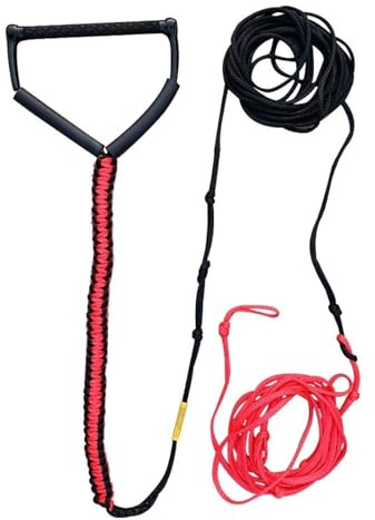 Vattenskidrep 23 m vatten skidrep 5-sektioner vattensporter spiral flätad wakeboard bogserrep wakeboard knäbräda bogserrep med handtag wakeboardrep