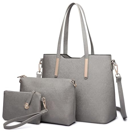 Miss Lulu Bolso de mano para mujer juego de 3 piezas,bolso de hombro con asa grande,bolso de mano para oficina escuela compras viajes elegante